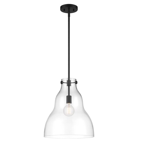Designers Fountain Lakeview 60 Watt 1 Light Matte Black Pendant with Clear Glass Shade D229M-14P-MB - main